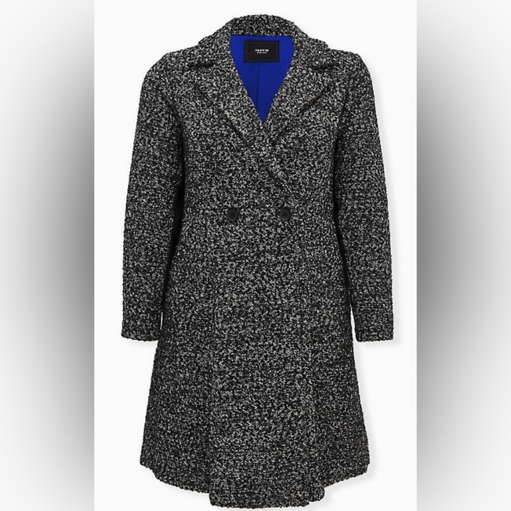 Black & White Boucle Statement Coat, Size 0